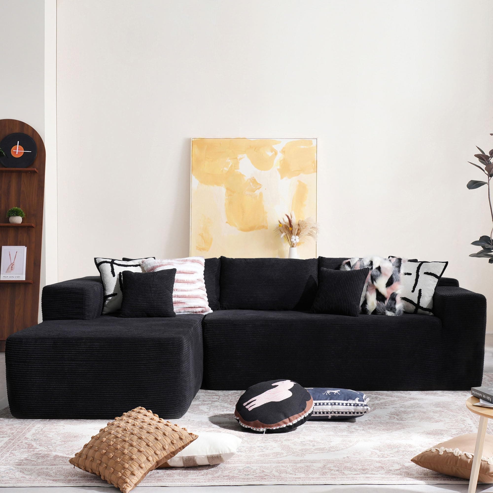 CAODOC Modern L-Shape Modular Sectional Sofa,Simplified Style Upholstered Sectional Sofa Couch,2 Piece Free Combination Sofa for Living Room