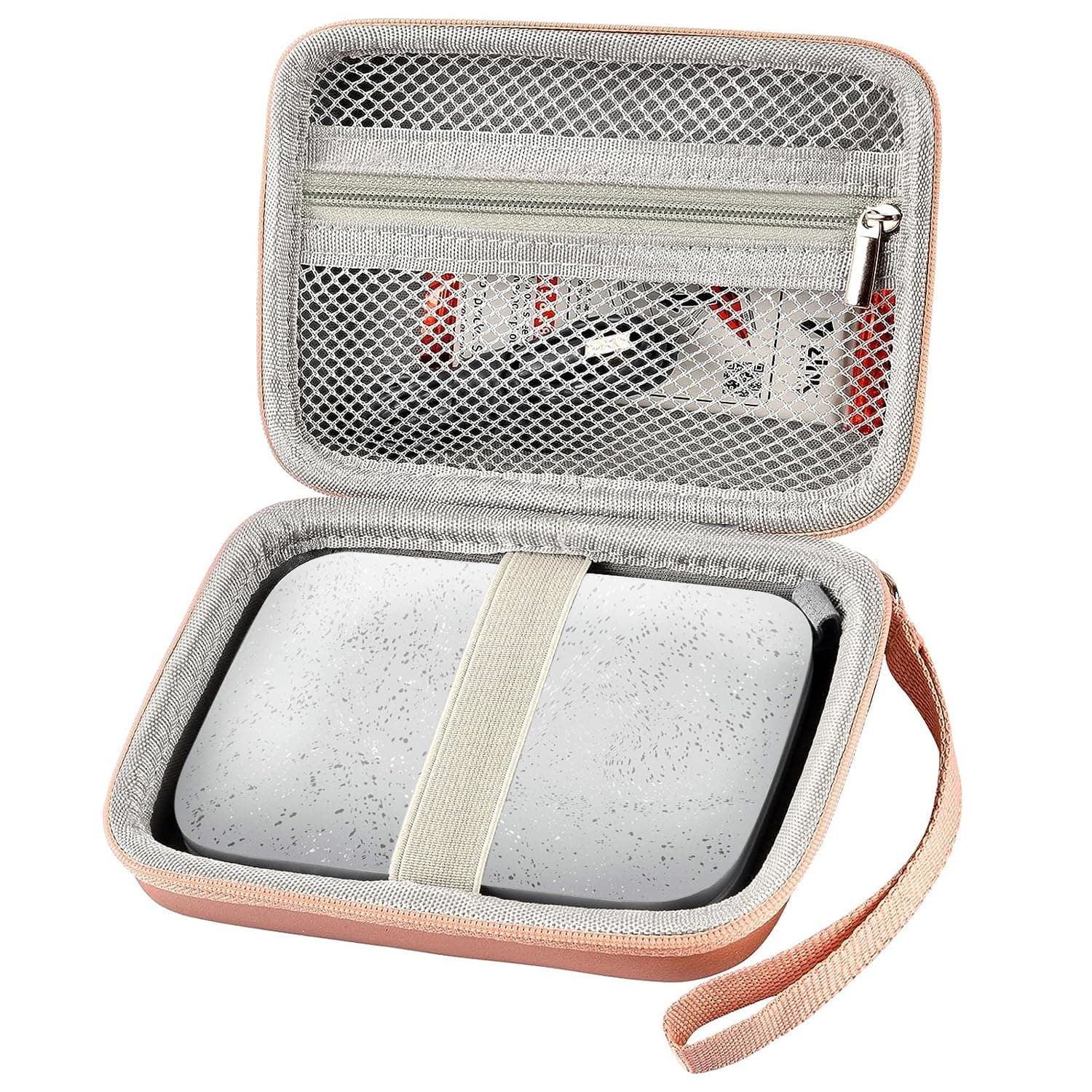 Case Compatible with HP Sprocket Portable 2x3/ Select 2.3x3.4/ 2nd Edition Printer, Travel Carrying Organizer Holder Fits for Zink Photo Paper, USB Cable and More Accessories (Box Only) - Rose Gold