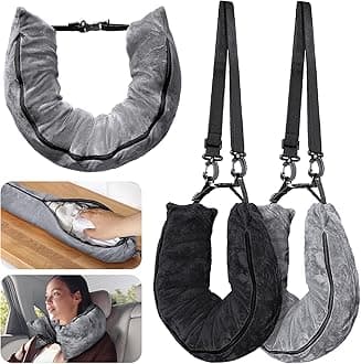 2Pack Stuffable Travel Pillow for Extra Luggage, Velvet Travel Neck Pillow with Adjustable Neck Size, Fits About 6 T-Shirts Travel Essentials Multifunctional Sleeping Rest Cushion