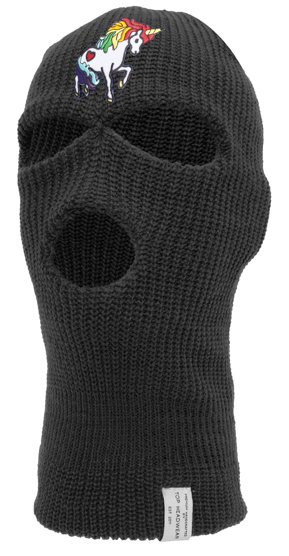 Rainbow Unicorn Ski 3 Hole Mask, Black