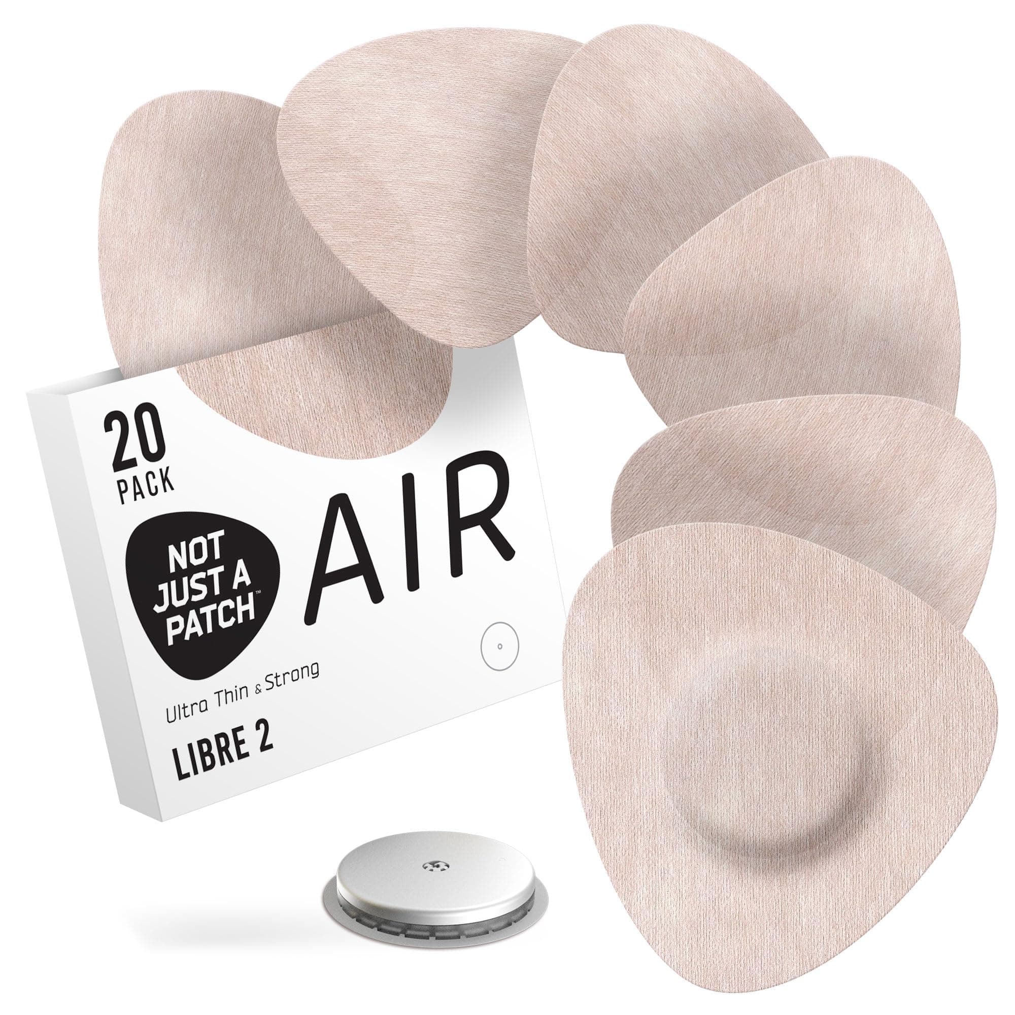 Not Just A Patch Freestyle Libre 2 Covers (20 Pack) - Thin, Strong and Light, Ultra-Long 14 Day Adhesion - Durable Lingo CGM & Libre 2 Sensor & Protector Patches - Air Libre 2 Beige