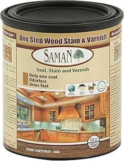 Interior One Step Wood Seal, Stain and Varnish – Oil Based Odorless Dye - Protection for Furniture and Fine Wood (Dark Chestnut SAM-308, 32 oz)