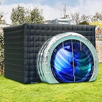 SAYOK Inflatable Photo Booth Enclosure(External Black & Internal White, 11.5x9.2x8.2ft) Camera Shaped Inflatable Cube Tent with Blower, Photo Booth Backdrop for Wedding, Event, Show(Logo not Include)