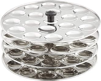 Stainless Steel Small/Mini Idli 4 Plate Stand/Maker/Pot (Silver)