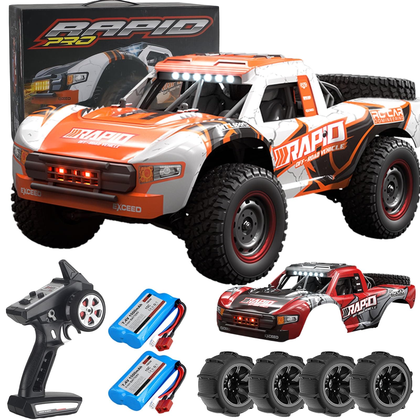 1:14 Brushless RC Cars 70 KMH High Speed Remote Control Car All Terrain RC Trophy Truck for Adults Boys 4WD Off-Road RC Buggy Big Short Course Fast Monster Truck (RTR)