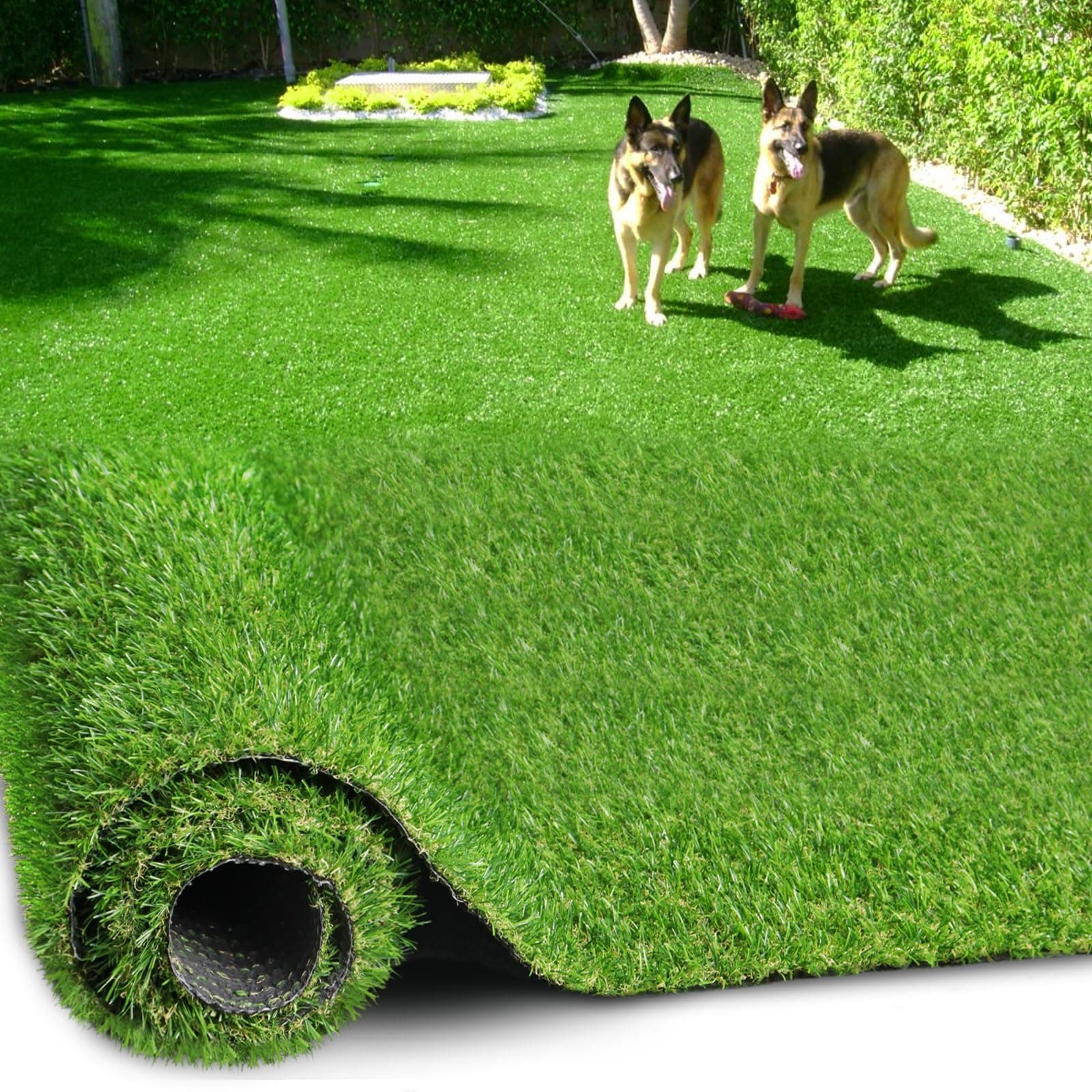 Artificial Turf Grass 5 FT × 77 FT, Realistic Fake Grass Rug with Drainage, 0.8" Height Outdoor Indoor Synthetic Grass Carpet Mat for Dogs, Balcony, Patio, Backyard, Customized