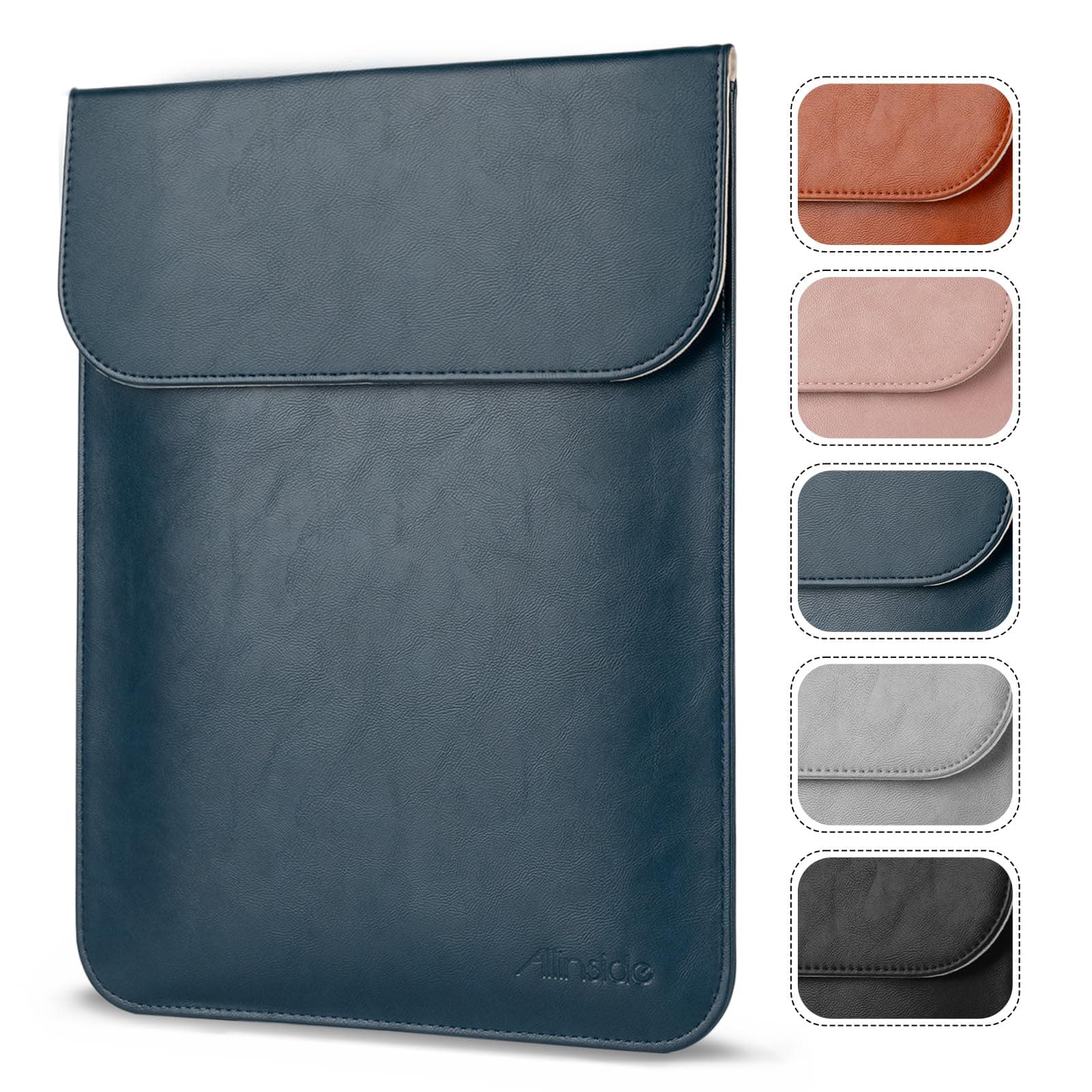 15-16 inch Laptop Sleeve Case Compatible with MacBook Pro 16 2021-2026/MacBook Pro 15 2016–2019, Waterproof PU Leather Laptop Sleeve Bag Protective Vertical Case Cover, Blue