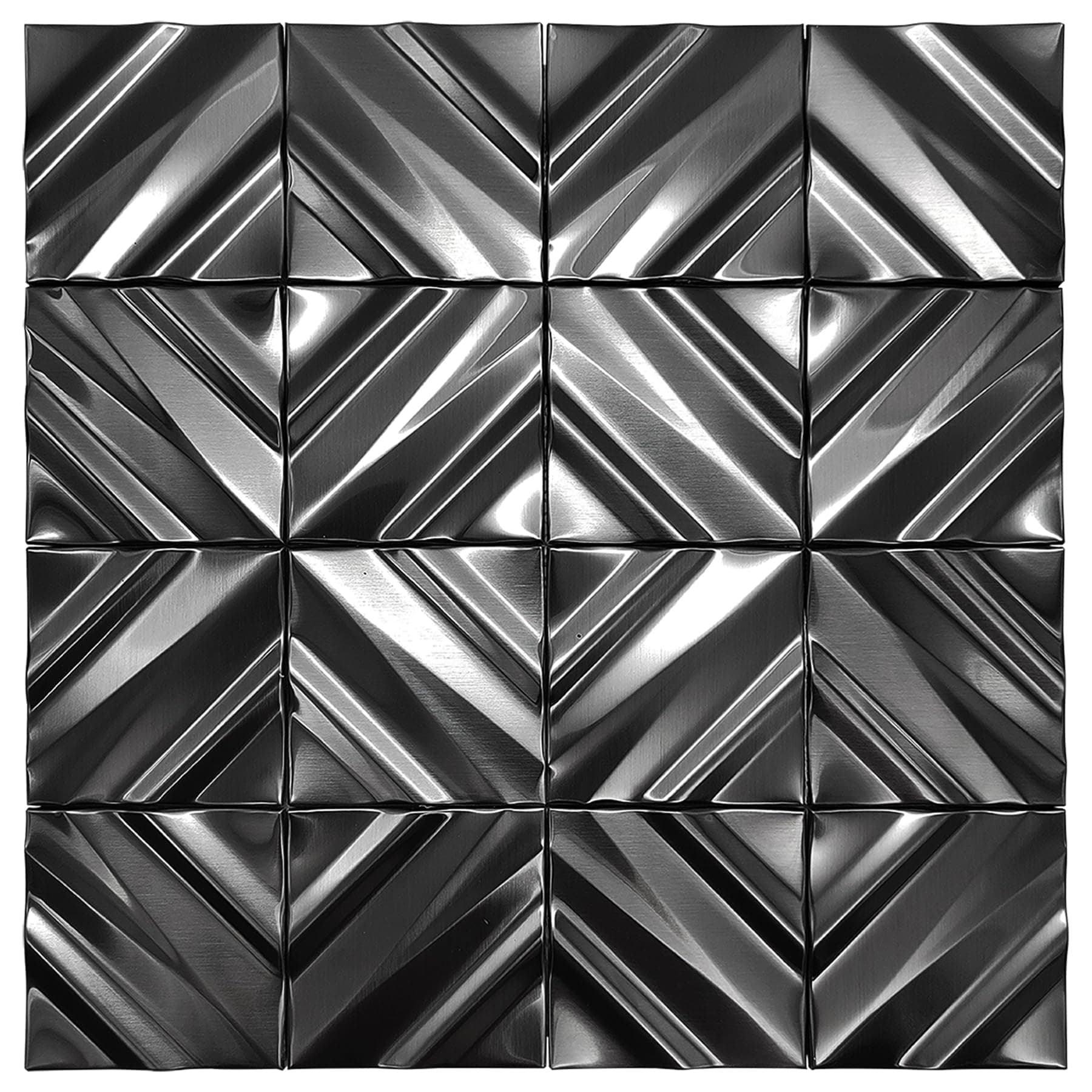 Blujellyfish Black Backsplash Tile for Kitchen Bathrrom Chevron Accent Wall Tiles 3D Wall Panels Modern Textured Decorative Tile for Luxury Home (Pack of 5)