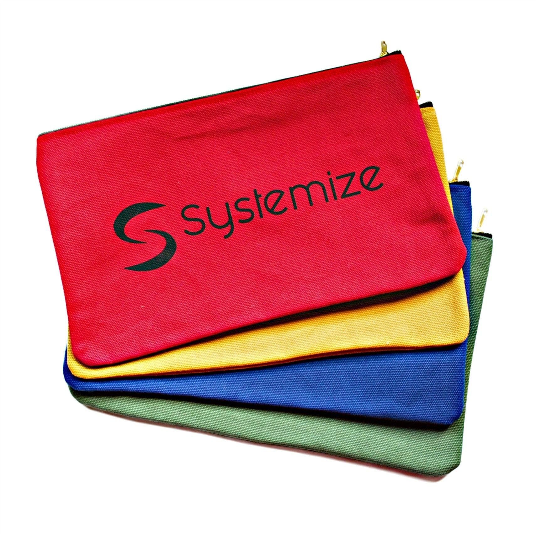 Zipper Tool Bags - 4 pack, Extra Large 13" x 8" Multi-Use, Heavy Duty 20 oz canvas pouch, water resistant and machine washable storage pouches