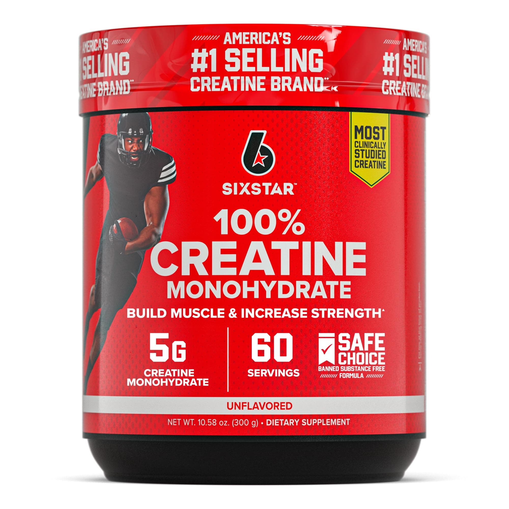 Six Star 100% Creatine Monohydrate Powder - Unflavored Micronized Creatine Monohydrate Supplement for Workout Performance, Muscle Building & Strength - Creatine Powder for Women & Men - 60 Servings