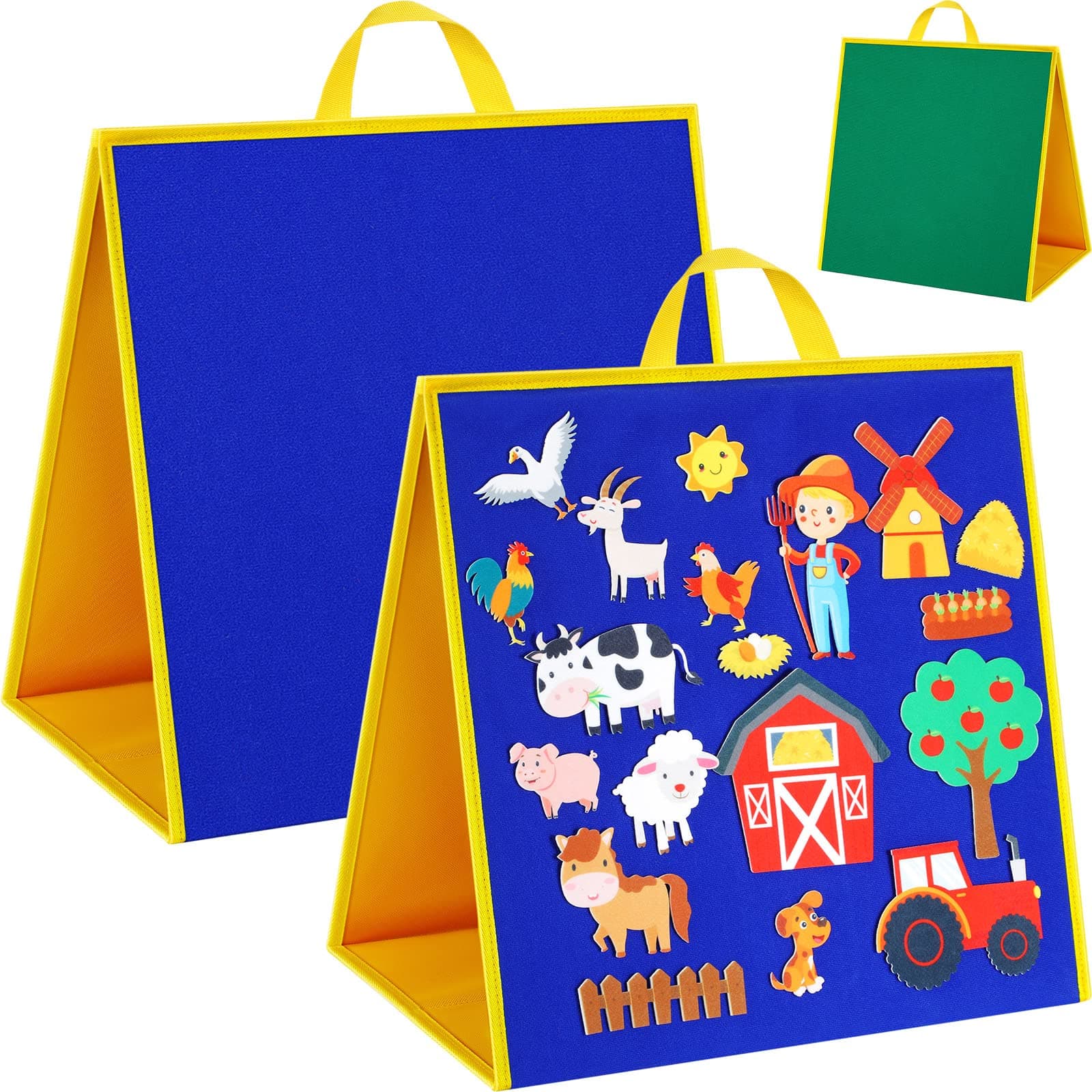 2 Pack Foldable Felt Flannel Board Felt Board for Toddlers Felt Board Story Sets Self Standing Educational Felt Board Sets Felt Stories Activities Play Kits for Preschool Classroom Homeschooling