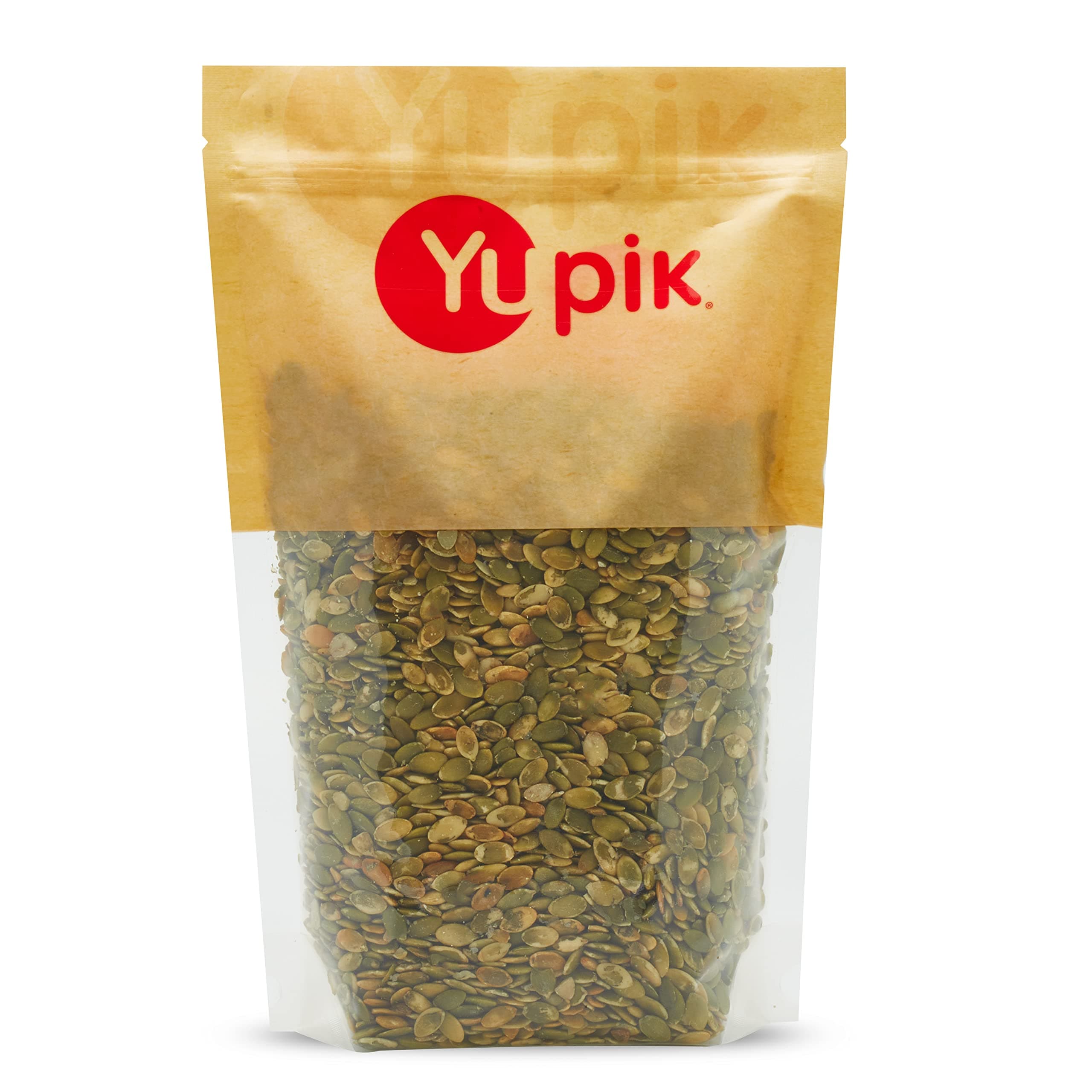 Yupik Dry Roasted Pumpkin Seeds, No Shell, 2.2 lb (35.3 oz), Gluten-Free, GMO-Free, Kosher, Shelled Pepitas, Unsalted, Oil-Free, Plant-Based Protein, Fiber Source, Ideal for Baking & Topping