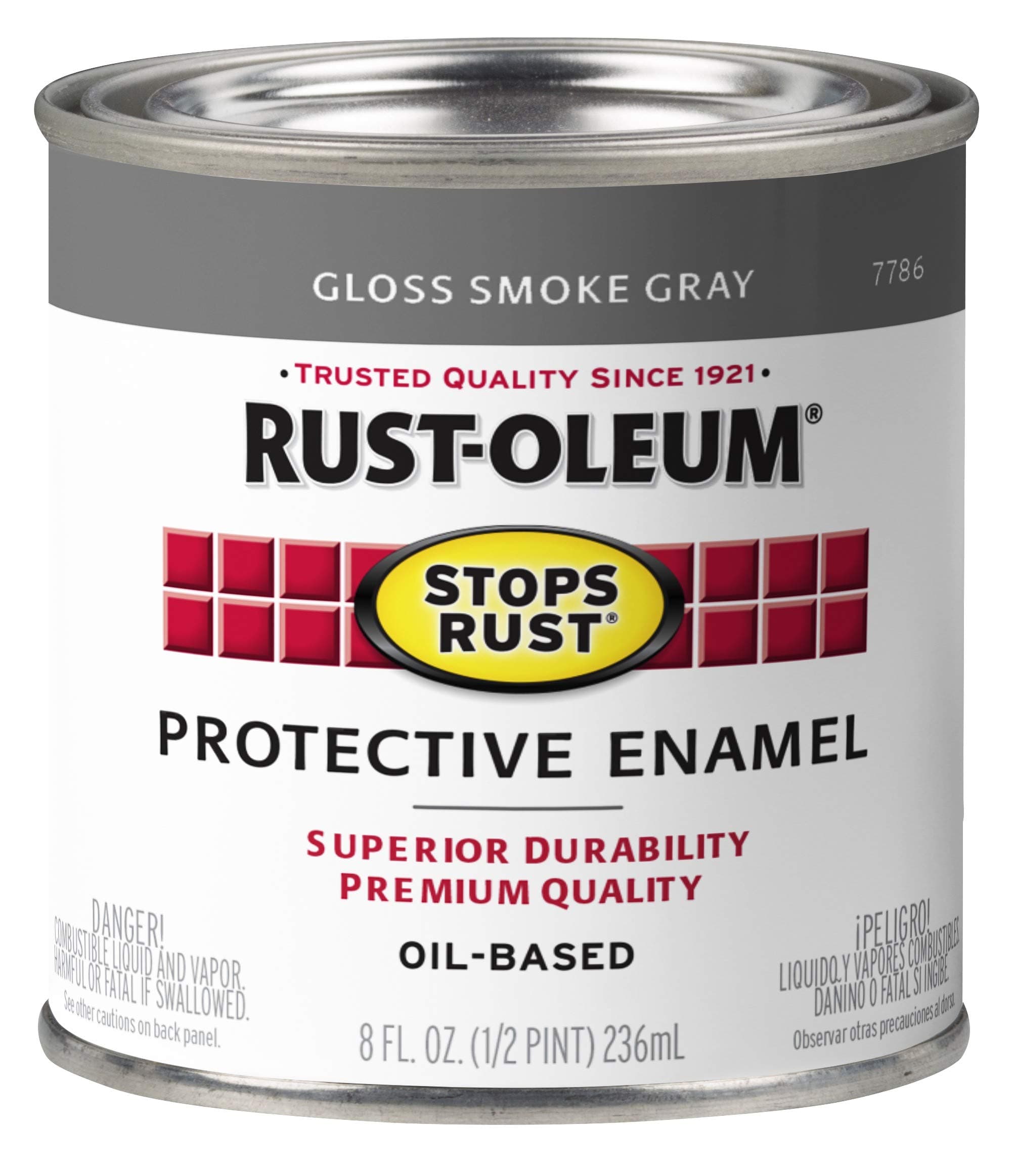 7786730 Stops Rust Brush On Paint, Half Pint, Gloss Smoke Gray