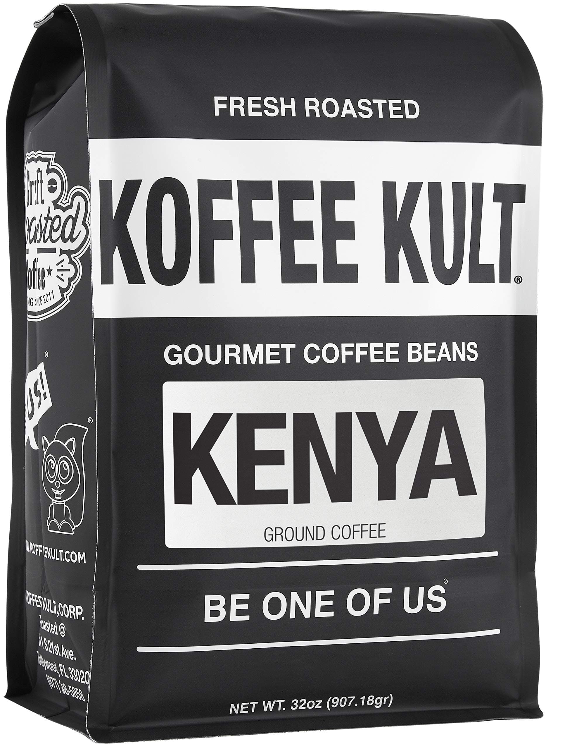 Koffee Kult Limited - Kenya Coffee Ground Medium Roast - 100% Single Origin Direct Trade Arabica Beans - Fresh Artisan Roasted (Ground, 32oz)