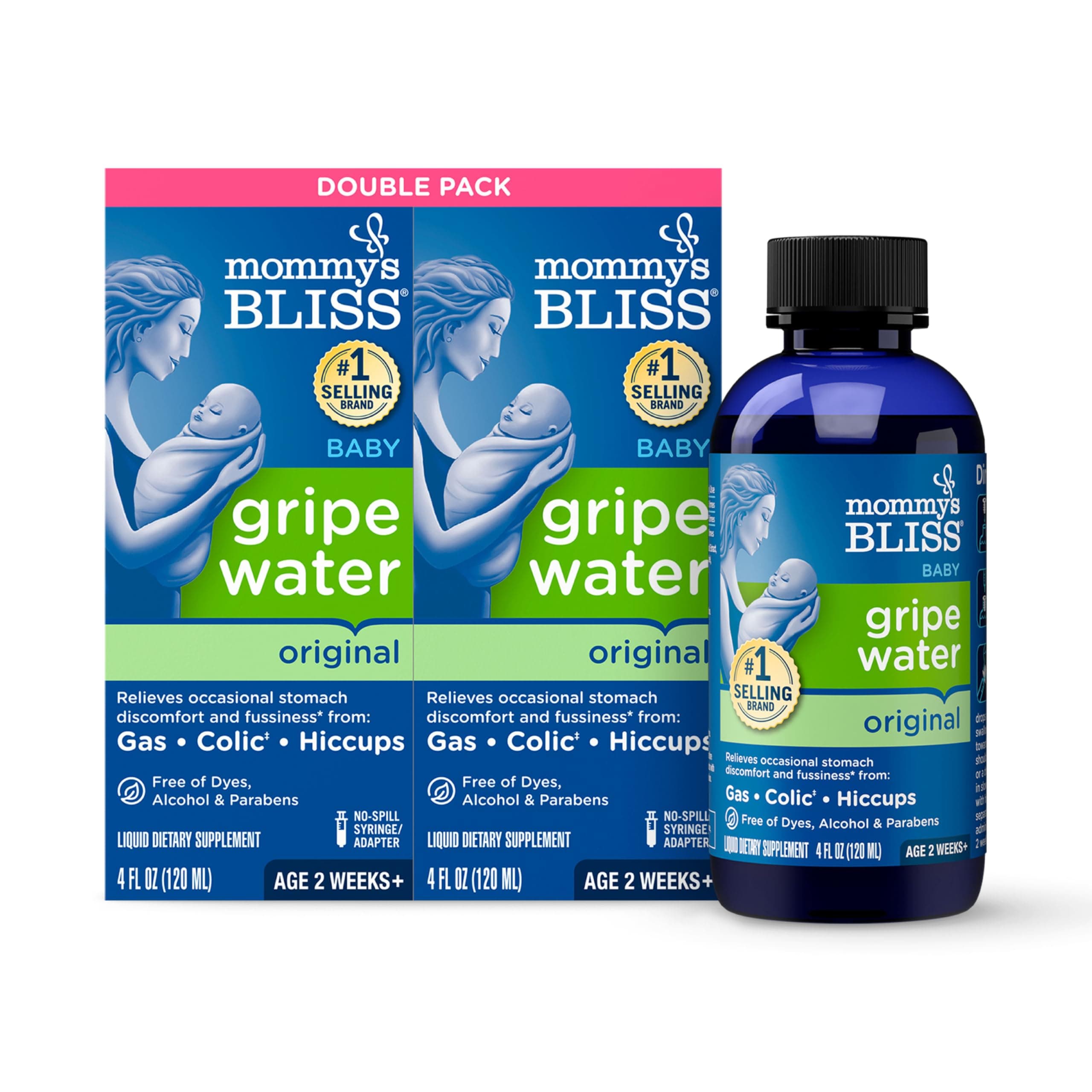 Original Gripe Water, Gas and Colic Relief, Gentle and Safe, Made for Infants, 2 Weeks+, 8 Fl Oz (2 Bottles)