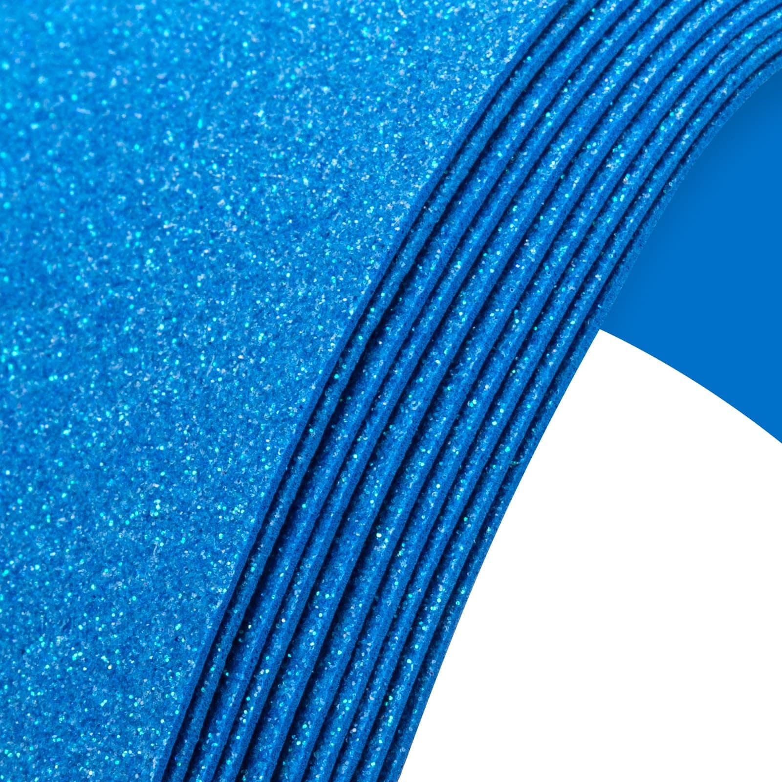 10 Pack Glitter Foam Sheets Craft 8 x 12 inch, Sparkles Foam Paper for Art Crafts Projects, Classrooms Scrapbook Gift DIY Cutters Card Party Decoration (Blue)