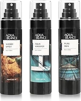 Body Spray for Men, Cologne Spray, Pack of 3, Each 3.4 Fl Oz, Total 10.2 Fl Oz, Deodorant for Men Refreshing Fragrance Mist