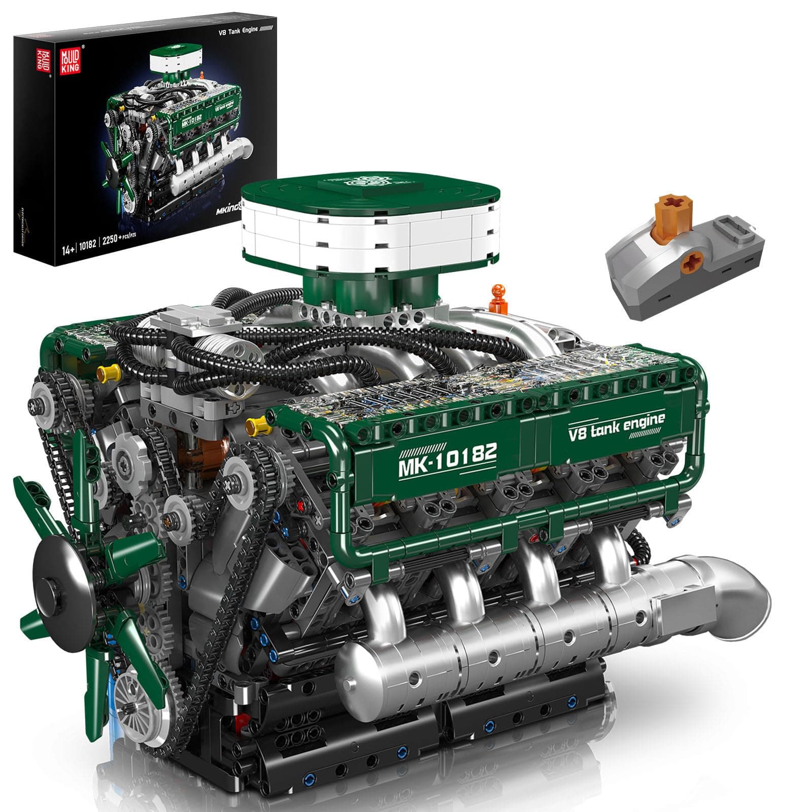 Mould King Tank V8 Engine Building Sets, V8 Model Engine Kit for Adults, Engine Scale Model with Motor, 10182 STEM DIY Building Kits That Works, Blocks Toys for Aged 14+ (2250 Pieces)