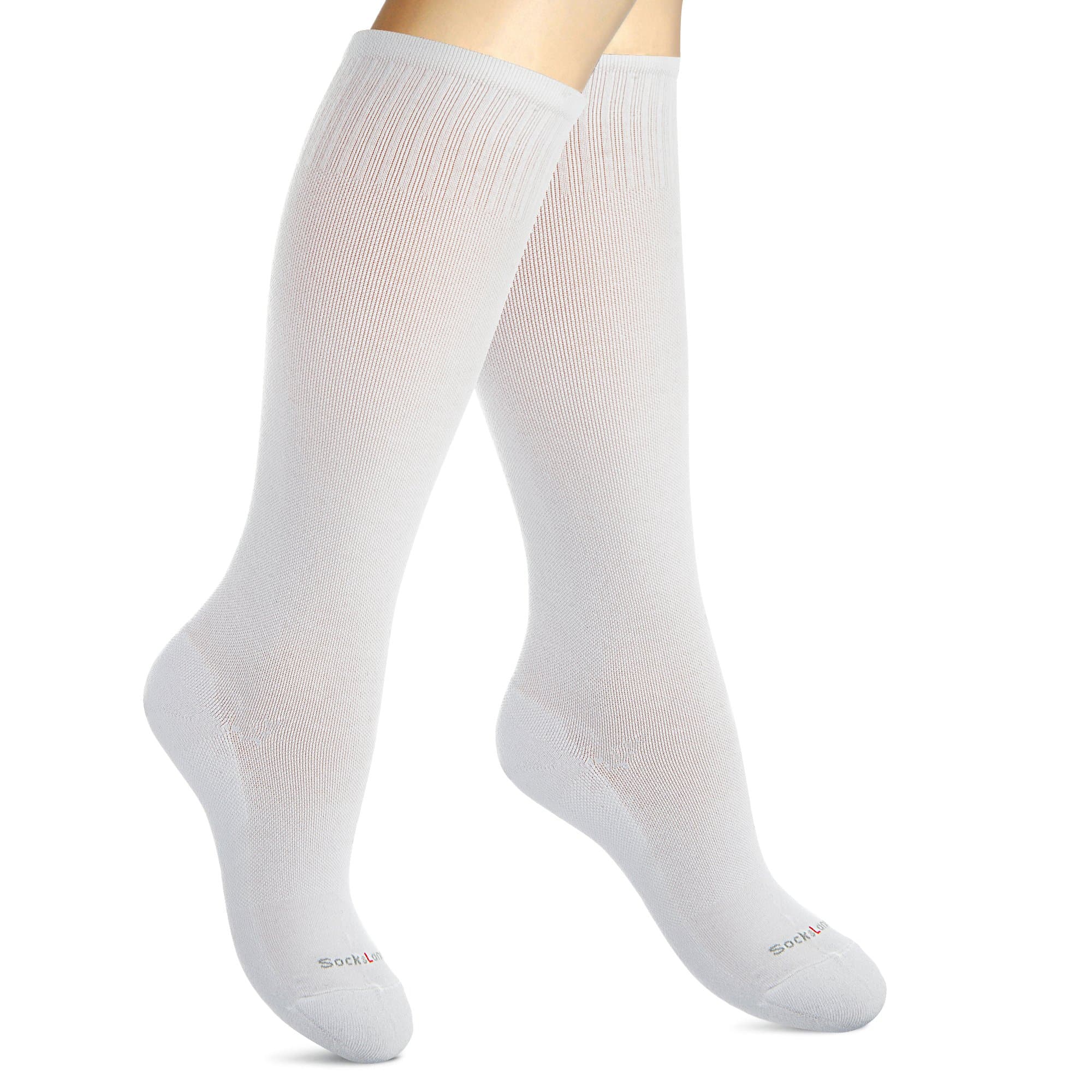 Cotton Compression Socks, 15–20 mmHg Graduated Support, Knee-High Medical Compression (Solid White S/M)