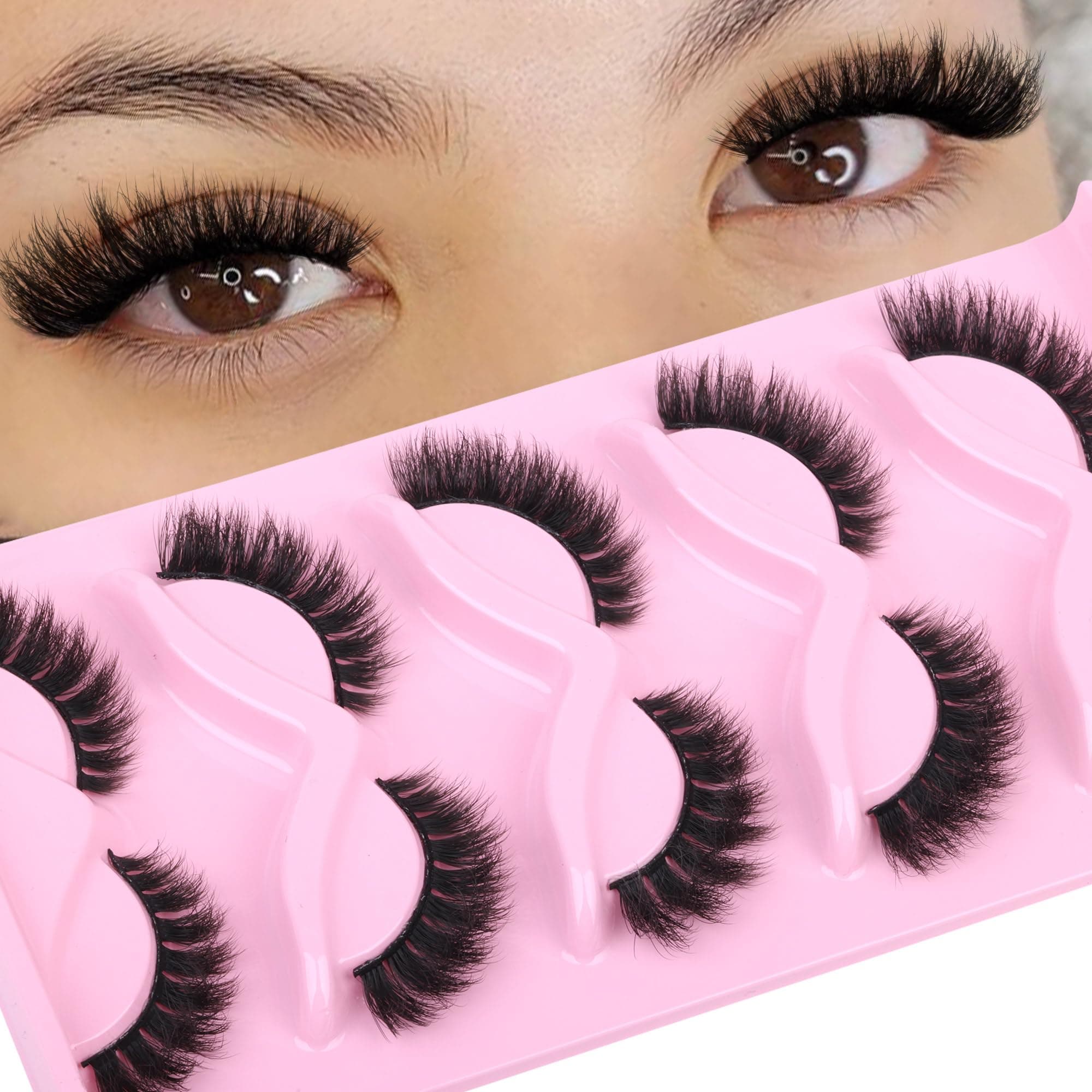 Lashes Wispy Fake Eyelashes Thick Volume Lashes Like Eyelash Extensions False Eyelashes Mink Lashes Strips by Winifred