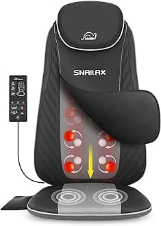 - Snailax Shiatsu Back Massager with Heat, Upgraded Electric Deep Tissue Kneading Full Body Massage Chair for Back Pain, Home, Office Use, Gifts for Men, Women
