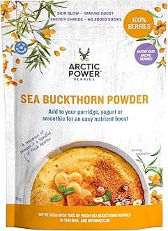 Berries 100% Sea Buckthorn powder 70g, Nutrient rich Nordic berries, All Natural, Delicious nutrient boost for breakfast bowls, smoothies, porridge, yogurt - Vegan, No added sugar