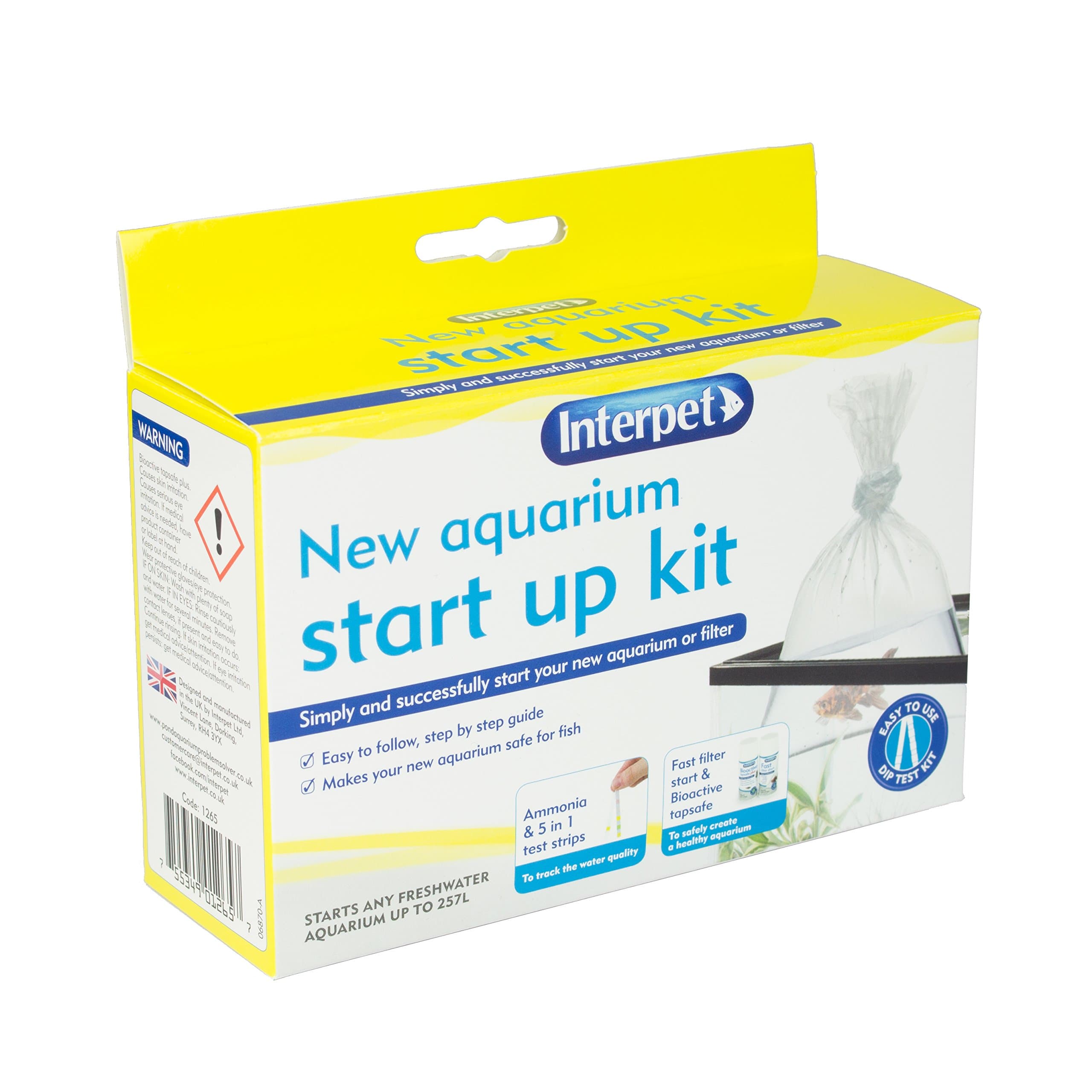 Interpet New Aquarium Start-Up Kit, Includes Water Quality Test Strips, Fast Filter Start Treatment, Bioactive Tapsafe Dechlorinator