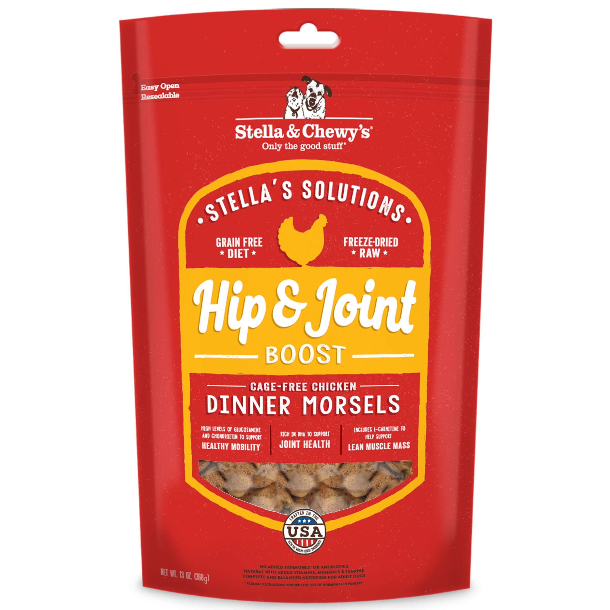 Stella & Chewy's Stella's Solutions Hip & Joint Boost Cage-Free Chicken Dinner Morsels Freeze-Dried Raw Dog Food, 13 oz (SOL-FDCHJ-13)