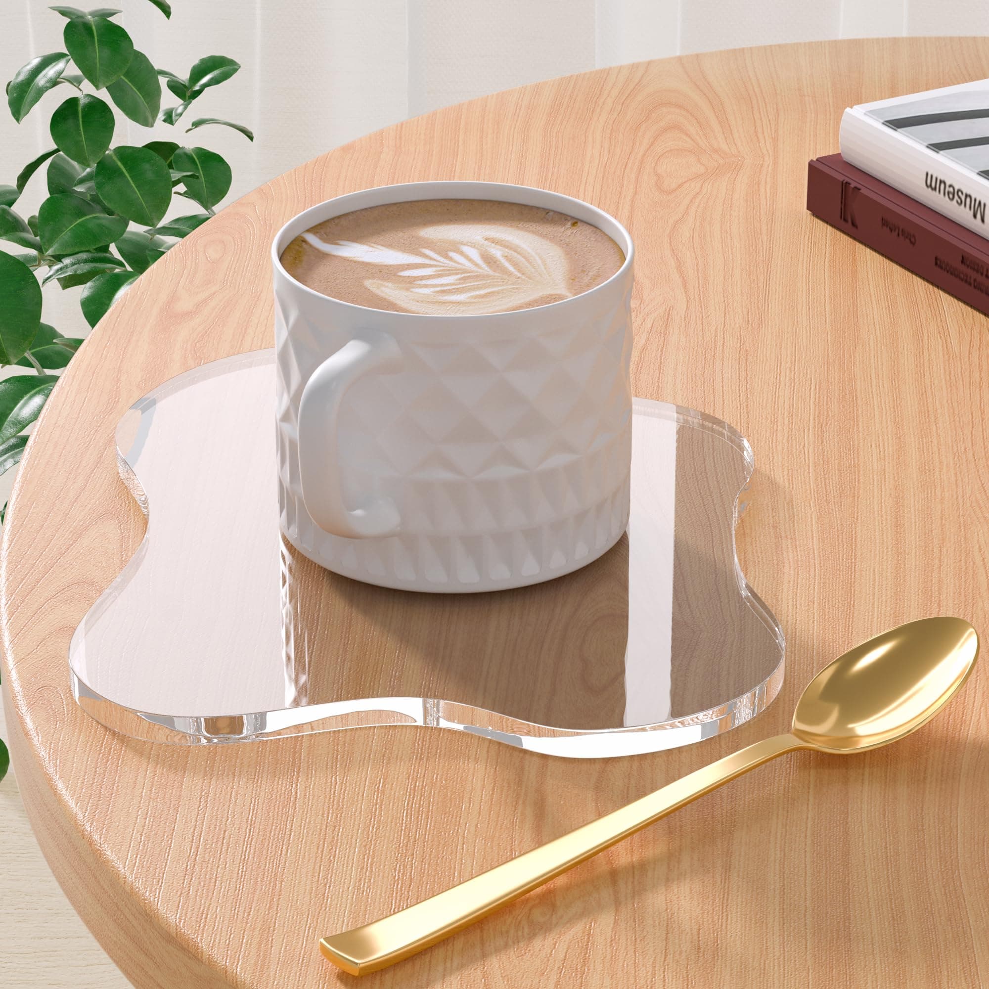 Acrylic Coaster Decorative Plates, Irregular Bar Drink Coaster, Clear Cloud Shape Coffee Cup Coaster, Perfect for Tabletop Protection and Accessories Display.(Clear)