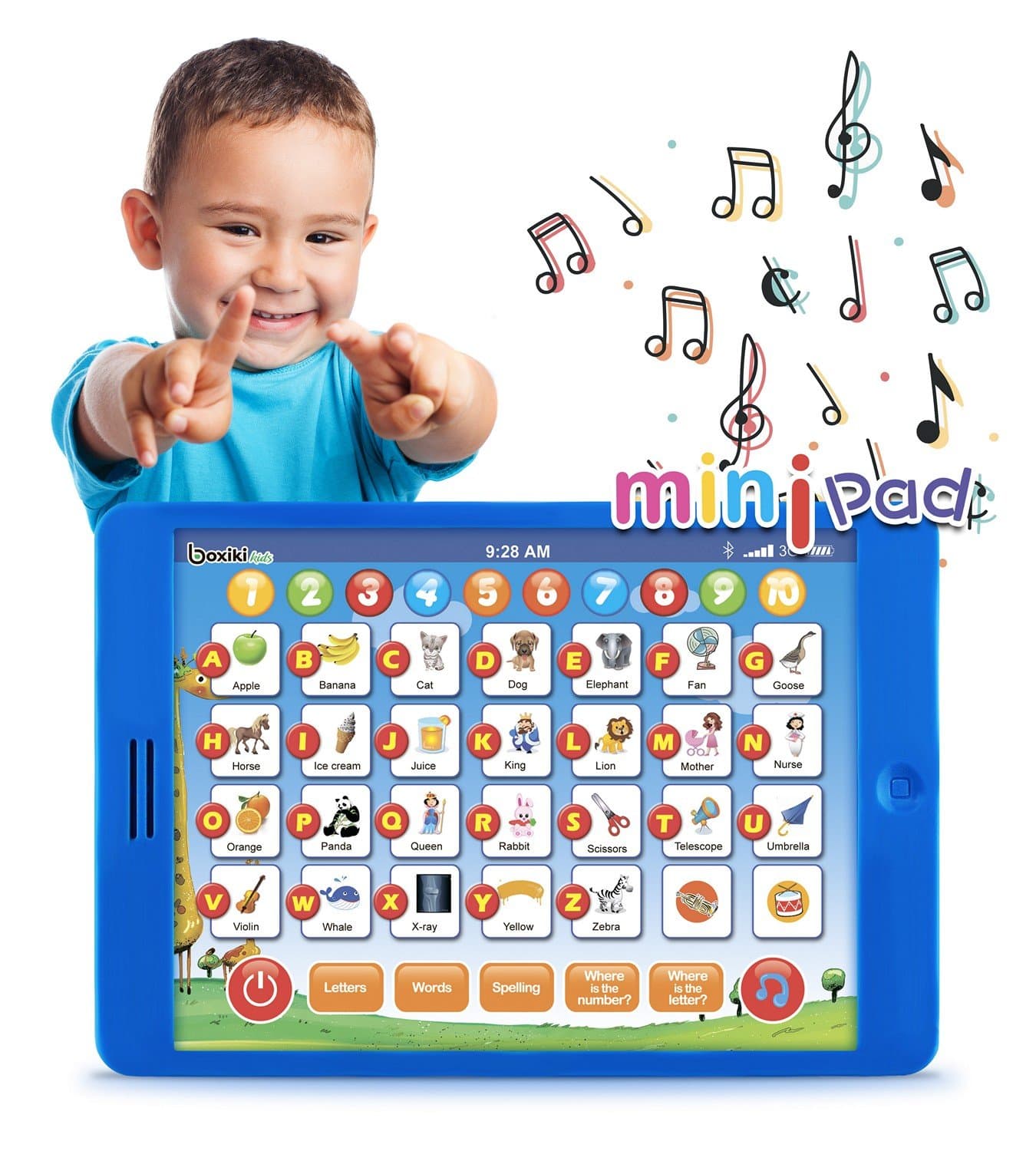 Learning Pad Fun Kids Tablet with 6 Toddler Learning Games by Boxiki Kids. Early Child Development Toy for Number Learning, Learning ABCs, Spelling, “Where is?” Game, Melodies. Fun to learn your ABCs!