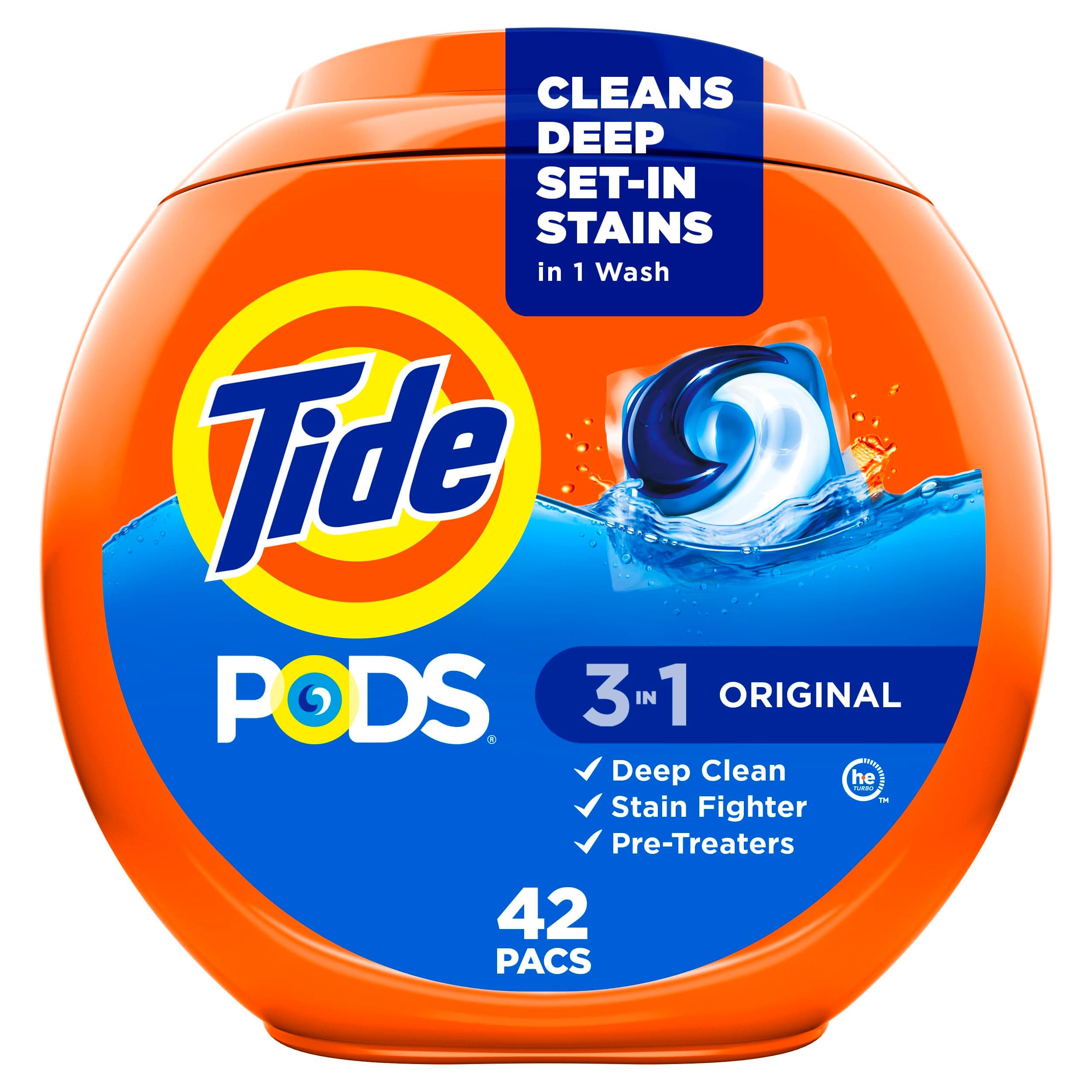 3-in-1 PODS Laundry Detergent, Original, 42 Count
