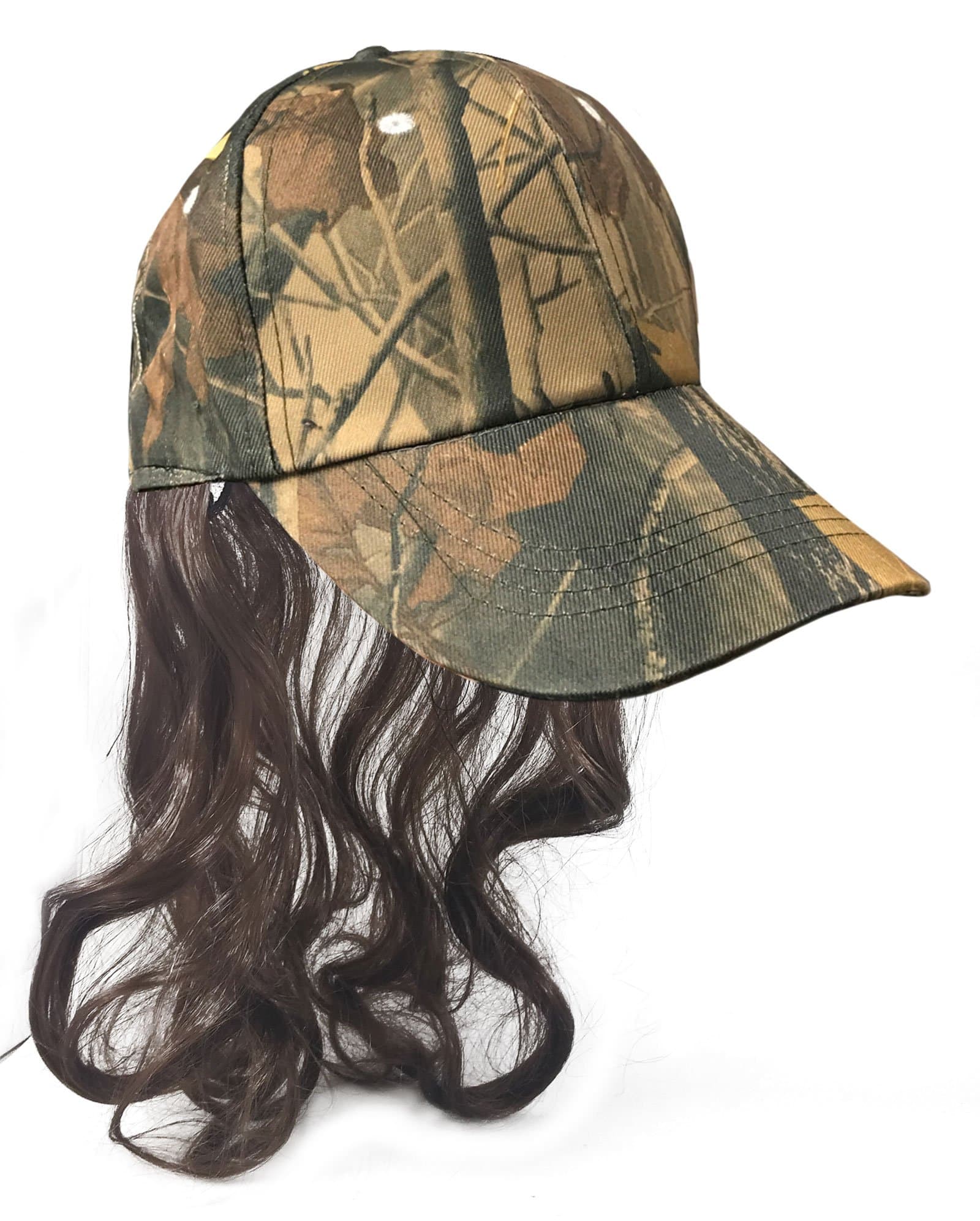 Billy BobBilly Bob Camouflage Billy Ray Hat with Brown Mullet Hair! Bed Head, Don't Care! Now You Have The Perfect Hat to Cover The Mess Even in The Deer Stand!