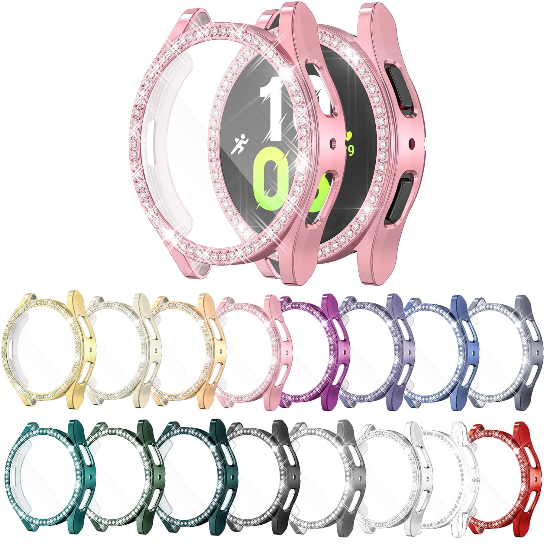 [16 Pack] YUVIKE Watch Screen Protector Compatible with Samsung Galaxy Watch 5/4 40mm, Bling Glitter Case TPU Soft Cover Full Protection with Sparkly Rhinestone for Galaxy Watch5/4/FE 40MM (16 Colors)