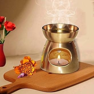 Brass Burner|Essential Oil Burner with Candle for Diffuser Oils | Relax with Home Aromatherapy, for Stress Relief, Meditation and Massage