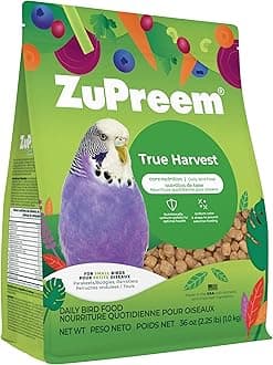 ZuPreem Natural Bird Food, Bird Feed Pellets for Parakeets, Budgies, Parrotlets, & Doves, ZuPreem Core Nutrition, Made in USA, Added Vitamins, Parakeet Food, Budgie Feed, (Small, 2.25 lb Bag)