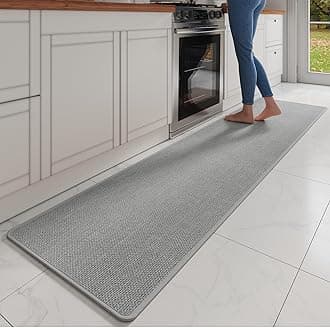 Kitchen Mats, Super Absorbent Non Slip Washable, Soft Imitation Linen Braided Kitchen Runner Rug, Standing Mat, Easy to Clean, Grey, 17x95OEKO-TEX STANDARD 100