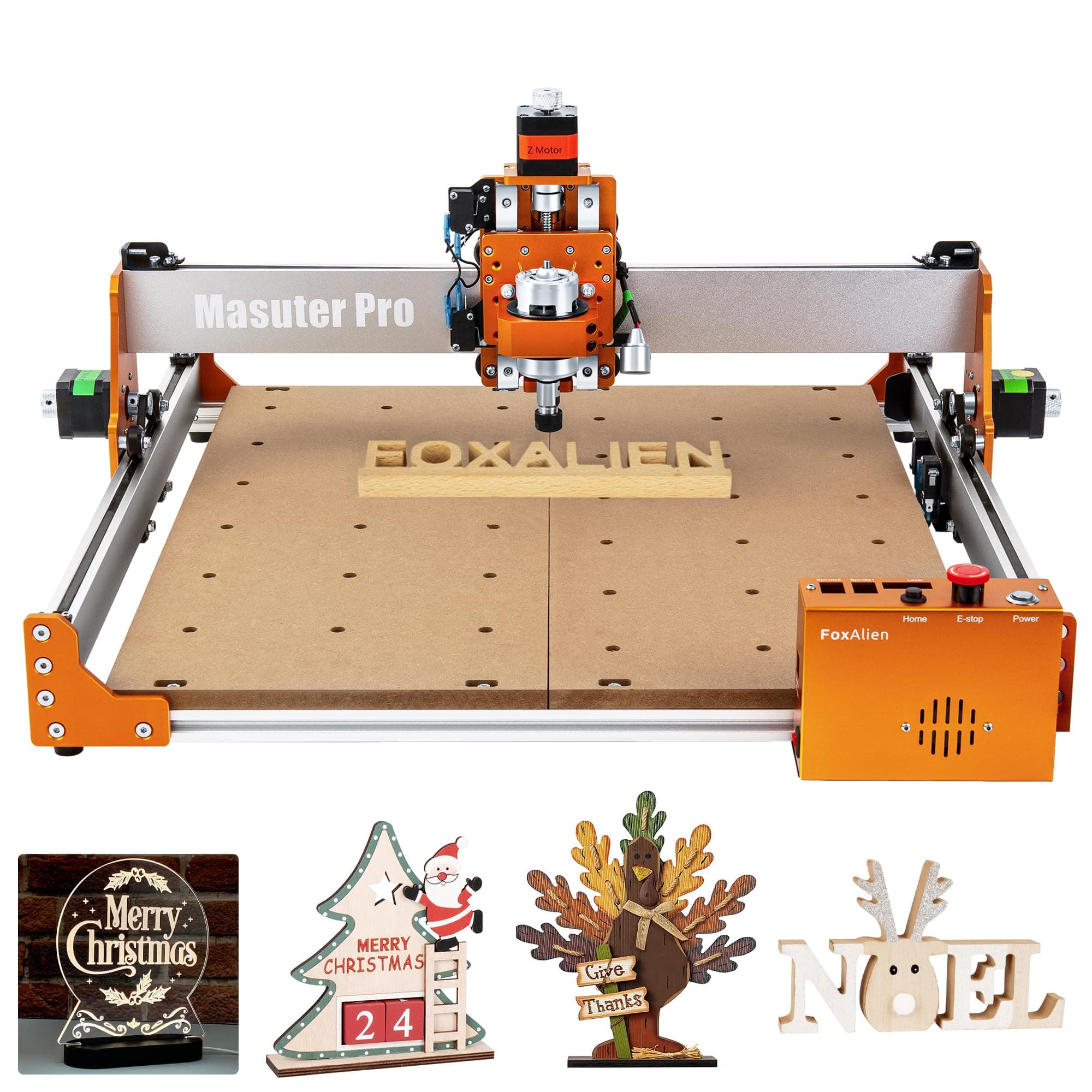 FoxAlien Masuter Pro 3-Axis CNC Router Machine, Beginner Hobby Engraving Machine All-Metal Structure for Wood Acrylic MDF Nylon Routing Milling Carving