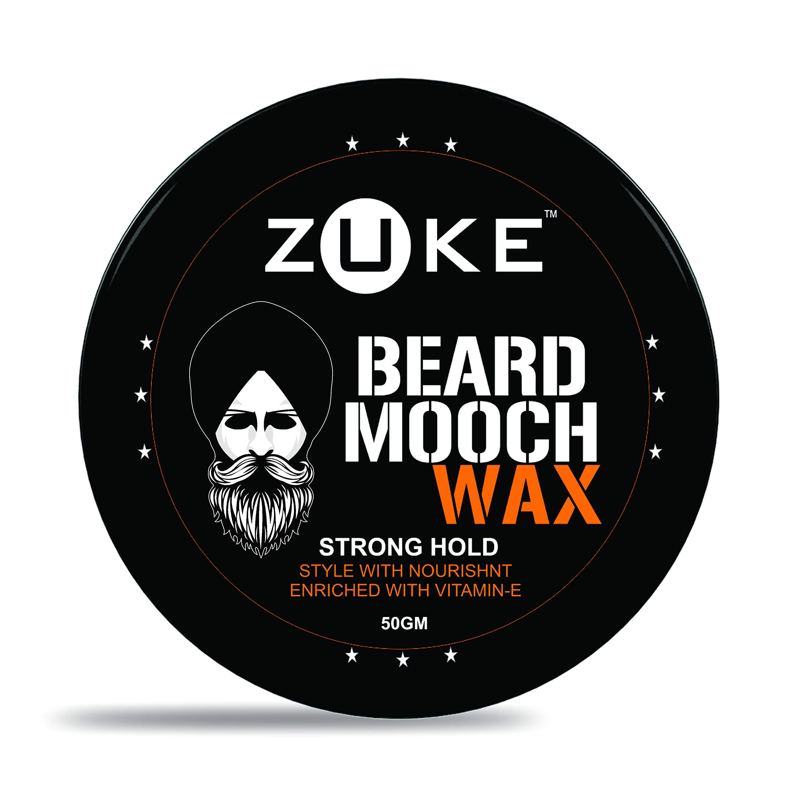 Beard & Mooch Wax For Strong Hold - With Vitamin-E, Almond Oil & Sunflower Oil (50g)