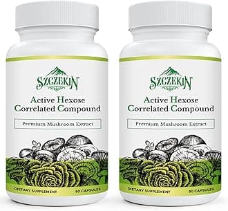 Active Hexose Correlated Compound 1500 mg Supplement, Natural 8 Mushroom Extract Supplement, Immune System, Liver Function, Natural Killer and T Cells Activity, 180 Veggie Capsules