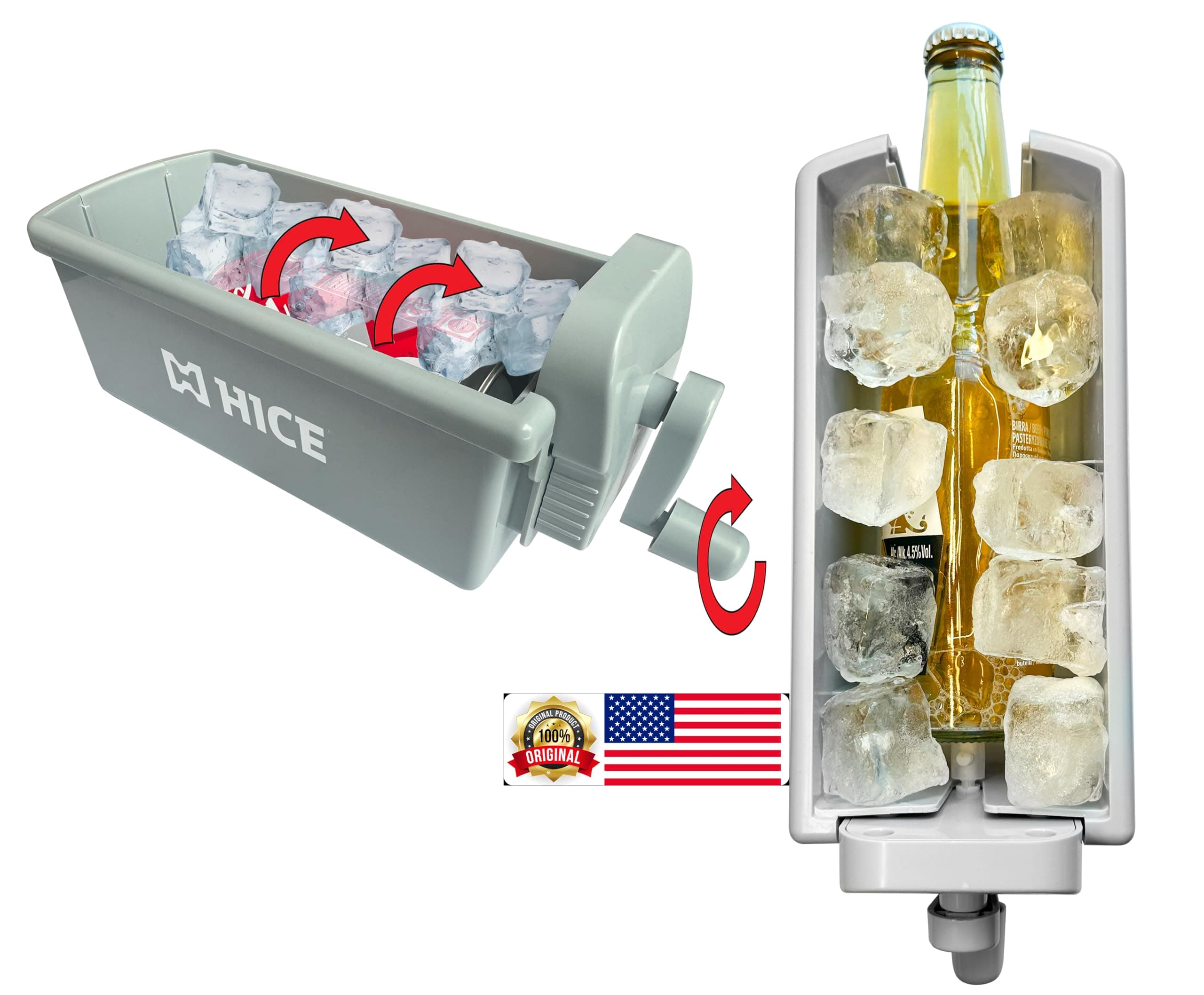 HICE Drink Chiller Rapid Beverage Cooler - Hyper Spin Instant Can & Bottle Cooler, No Batteries, Iced Frost Cooling for Soda, Beer & Water, Mini Universal Drink Cooler, Fast & Coldest Freeze (Gray)