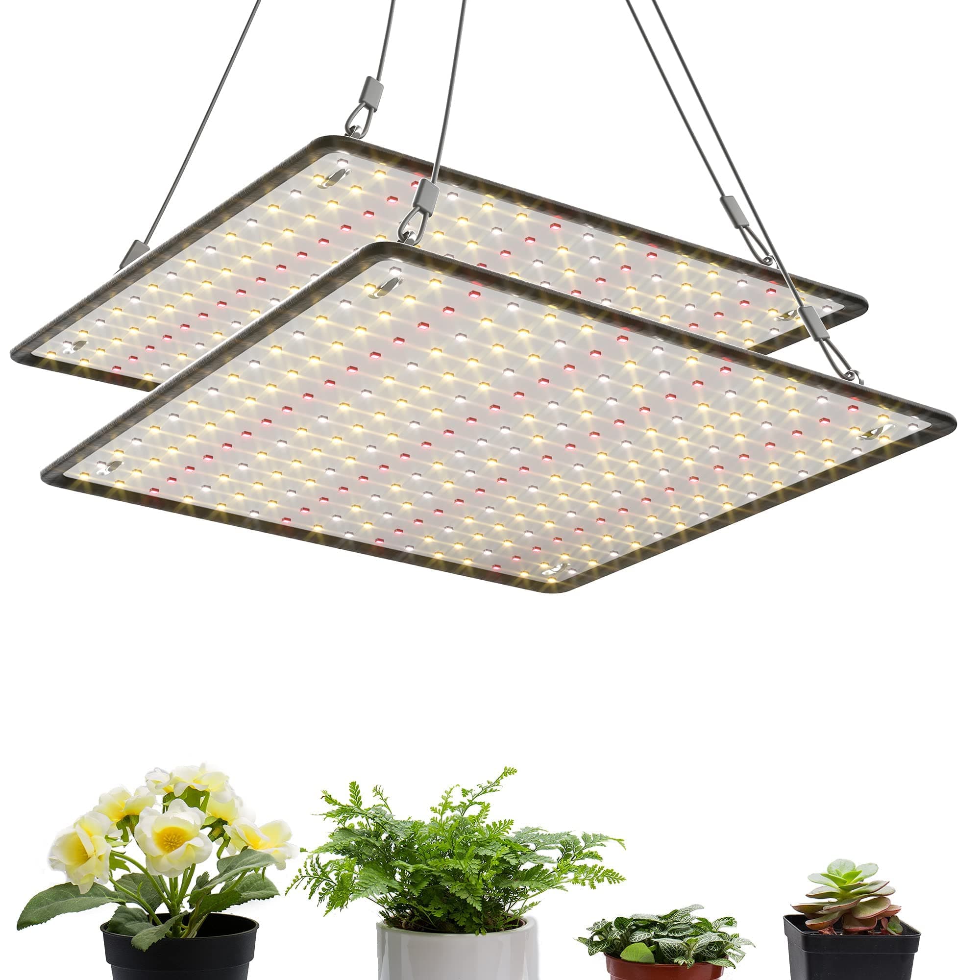 Product Name:Uallhome 2 Pack LED Grow Light Panel 200W Lamp for Indoor Plants, Full Spectrum with White Red Warm LEDs for 4x4ft Coverage Grow Tent Greenhouse Flower and Fruit Seedlings Hydroponics