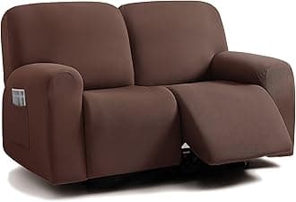 ULTICOR Jacquared Design, Reclining Loveseat Slipcover, 48" - 65" L, 2 Seat 6-Piece Recliner Cover, Washable (Chocolate)