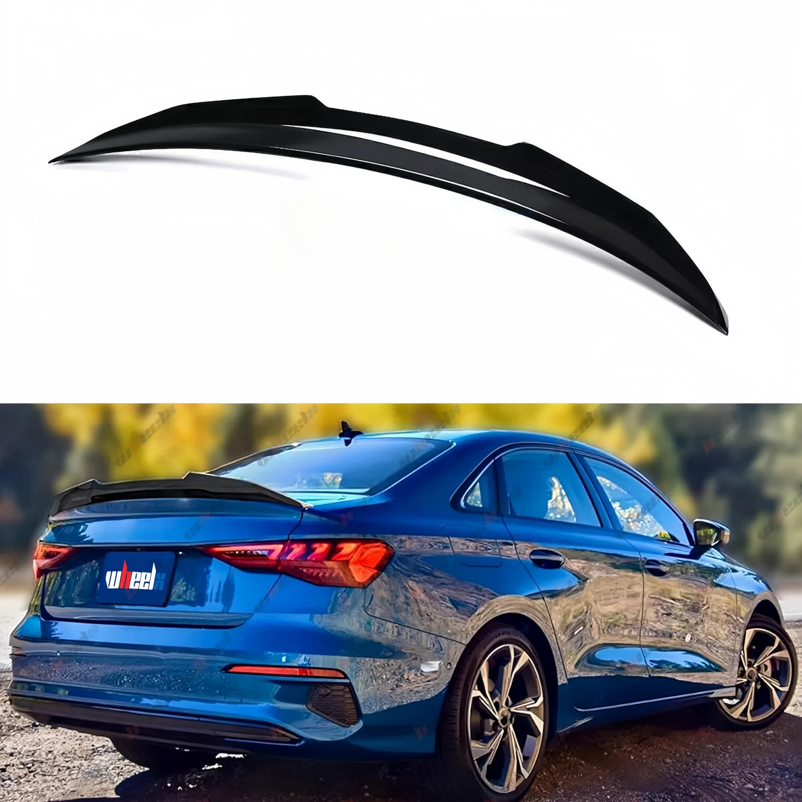 Rear Trunk Spoiler Compatible with 2014-2020 Audi A3 S3 RS3, High Kick PSM Style Duckbill Spoiler Fits for 14-20 Sedan, Exterior Spoiler Wing Lip (Glossy Black)