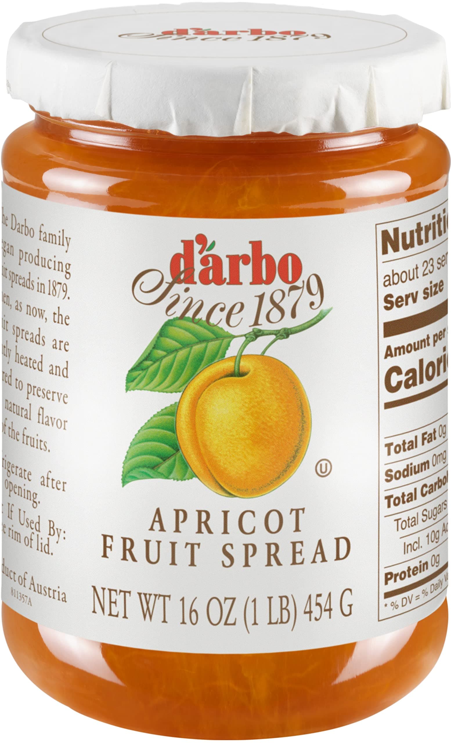 D'arbo Apricot Fruit Spread, 16 oz (454 g)