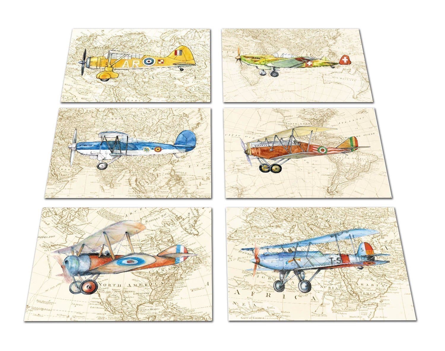 Airplane prints World map nursery decor Aviation wall art