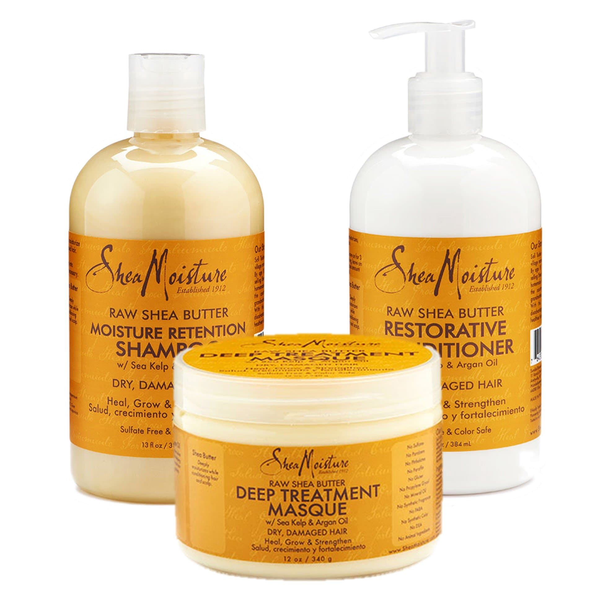 Raw Shea Butter Restorative Shampoo, Conditioner and Deep Treatment Masque