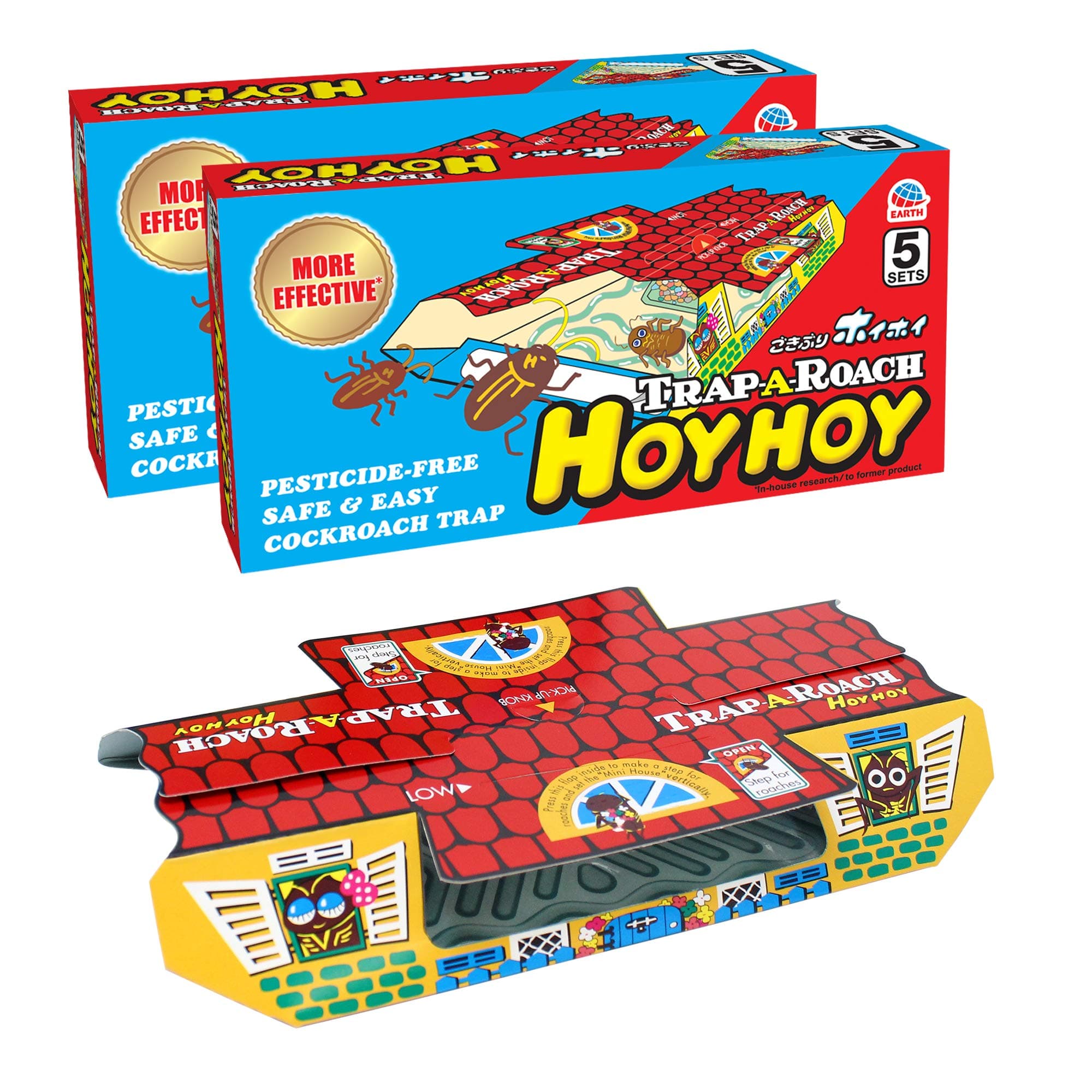 Cockroach Killer Roach Bait Glue Traps - 5 Count Indoor Sticky Hygienic Stations Made in Japan (10 Count)