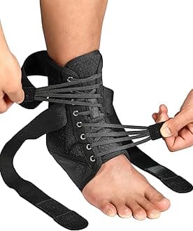 Quick Lace Up Ankle Brace for Women Men with Removable Side Splints, Adjustable Ankle Support for Sprained Ankle Injury Recovery, Ankle Stabilizer for Basketball Volleyball Tennis, FSA Eligible