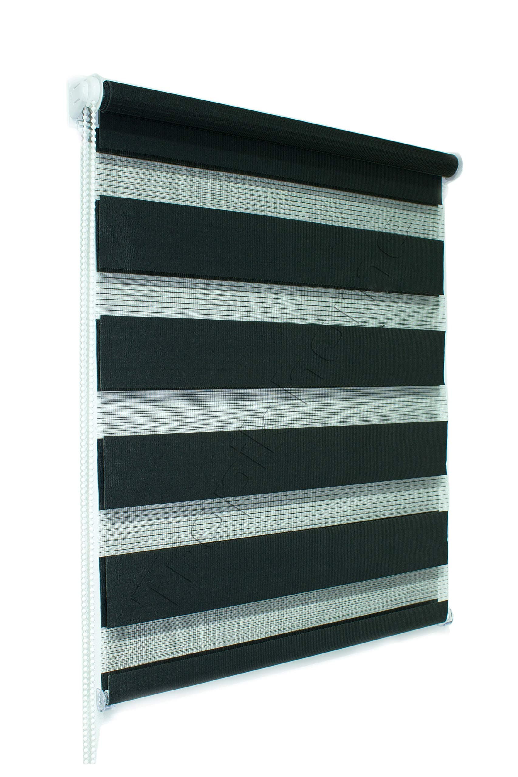 beytug Quality Black Zebra/Vision Window Roller Blind, Choice of 16 Width Sizes, 45cm Wide (+4.5cm fittings)