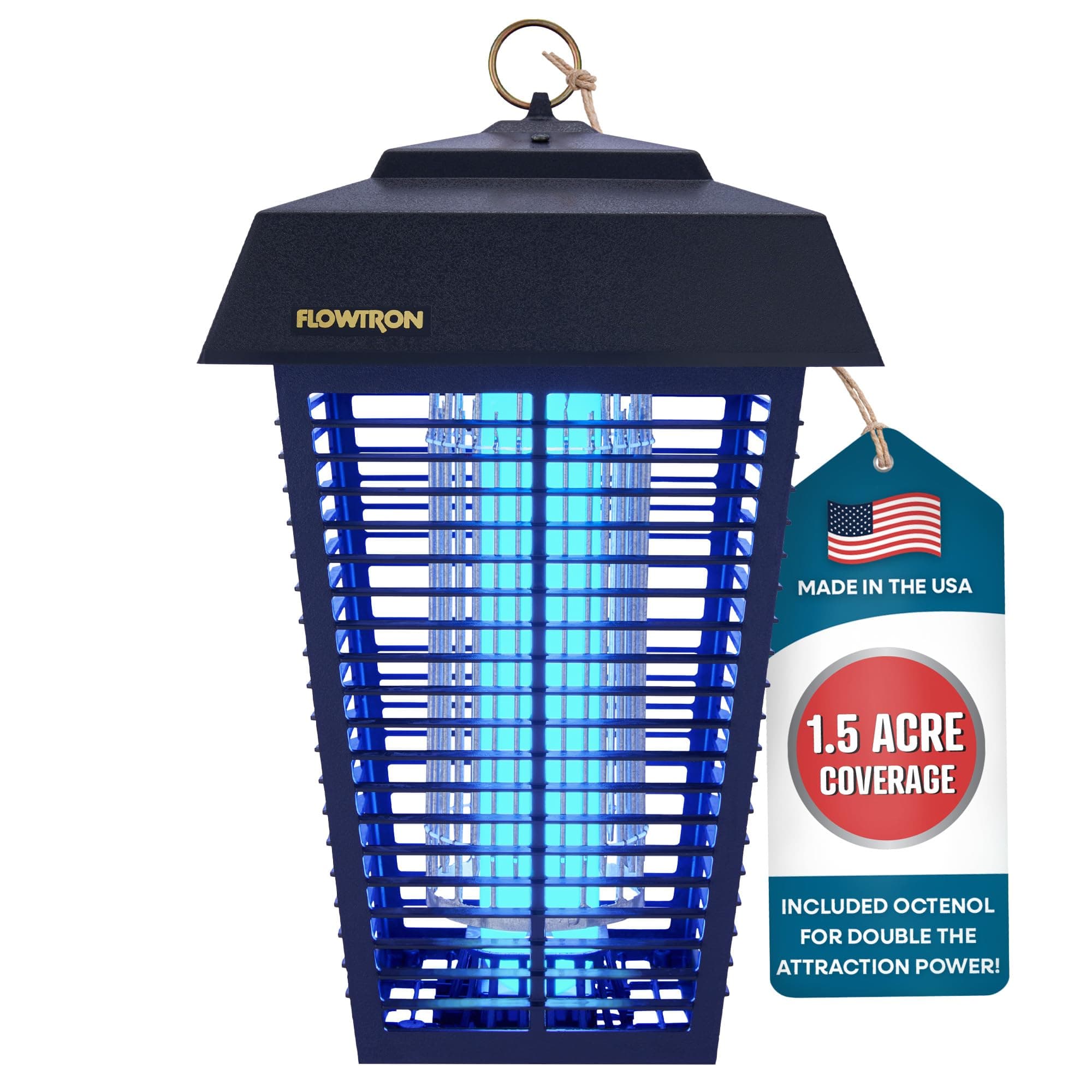 Bug Zapper, 1-1/2 Acre of Outdoor Coverage with Powerful 80W Bulb & 5600V Instant Killing Grid, Electric Insect, Fly & Mosquito Zapper, Made in The USA